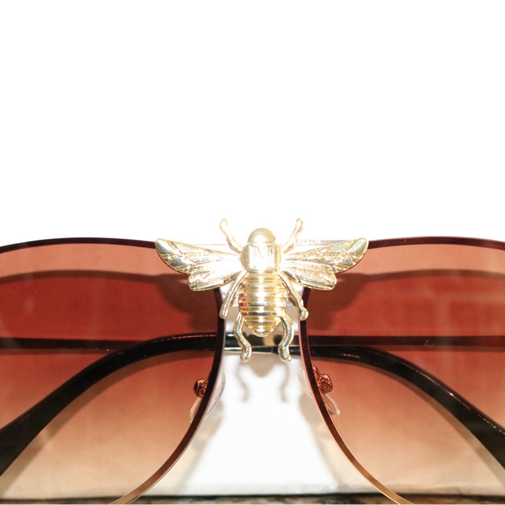 Elegant Brown Sunglasses with Gold Bee Detail